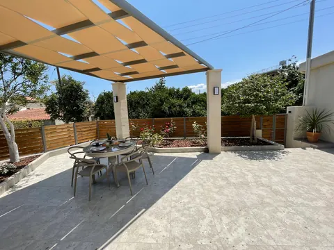 Shade sails stretched over the terrace
